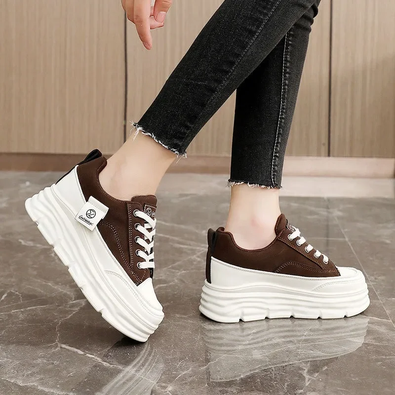 Shoes for Women Autumn Trend New Woman Flats Shoes Chunky Lace-up Soft-sole Casual Sneakers Female Vulcanized Shoe Walking Shoe 6
