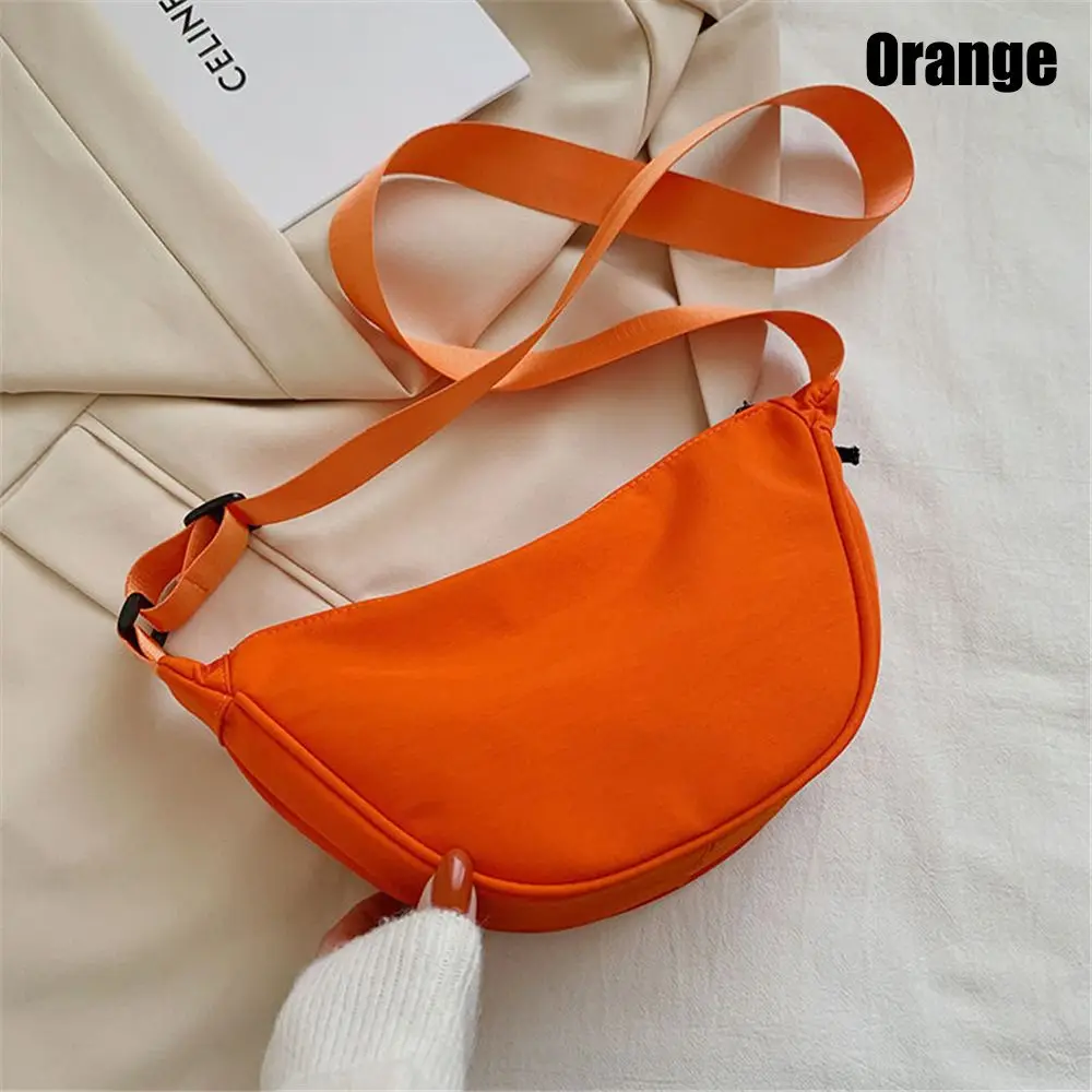 Orange Nylon Crossbody Bag For Women Fashion Portable Casual Hobos Chest Bag Underarm Bag Students Shoulder Cross Body Bag 9