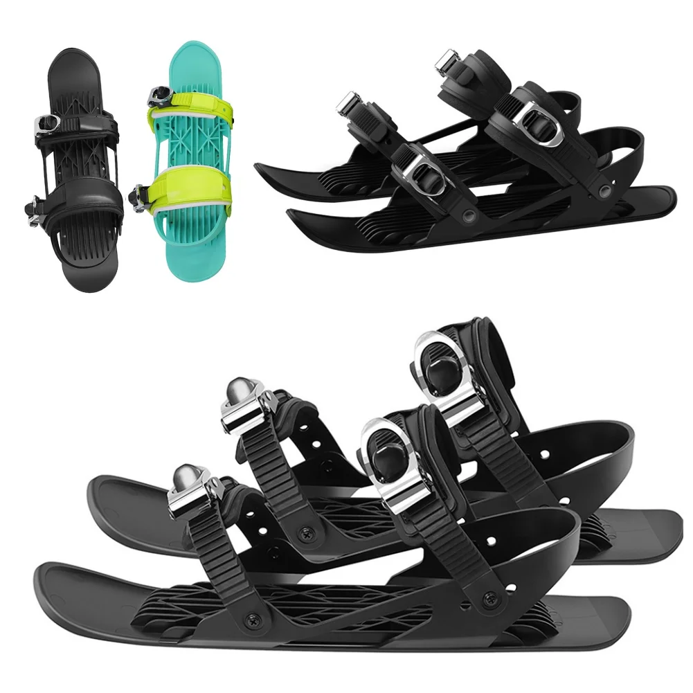 Mini Ski Skates Skis Boots Skiboards Portable Short Shoe Snowblades Lightweight Mini Ski Snowblades for Winter Outdoor Sports