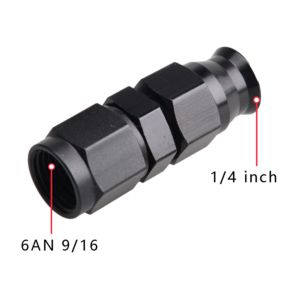 Universal 6AN AN6 Buchse Flare auf 5/16" 3/8" 1/4" 1/2" Kraftstoff Hardline Rohr Fitting Adapter Stecker Aluminium Legierung Schwarz eloxiert – Detail 10