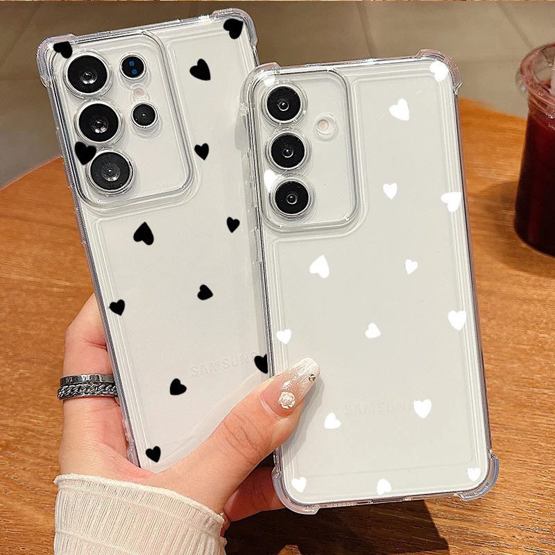 Elegant Love Heart Pattern Shockproof Clear Phone Case