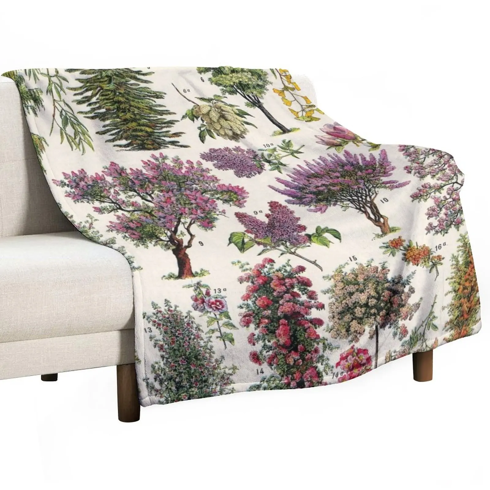 

Adolphe Millot - jardin - Arbres d ornement 02 - Vintage french botanical illustration Throw Blanket Winter bed blankets sofa