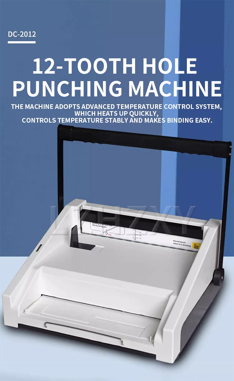 Description Picture 3 of itemDC-2012 12-tooth hole punching and binding machine, binding strip, clamping strip, bidding document, bill punching