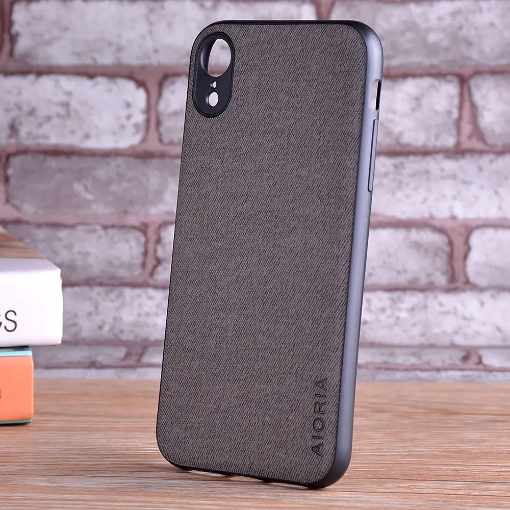 Luxury Textile Leather Skin Soft TPU Hard PC Phone Case Cover