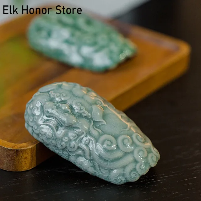 Retro Borne Glaze Kerámia Tea Lapáttal Kínai Megkönnyebbülés Tang Oroszlán Kanál Kung Fu Chahe Ébresztő Edények Ceremónia