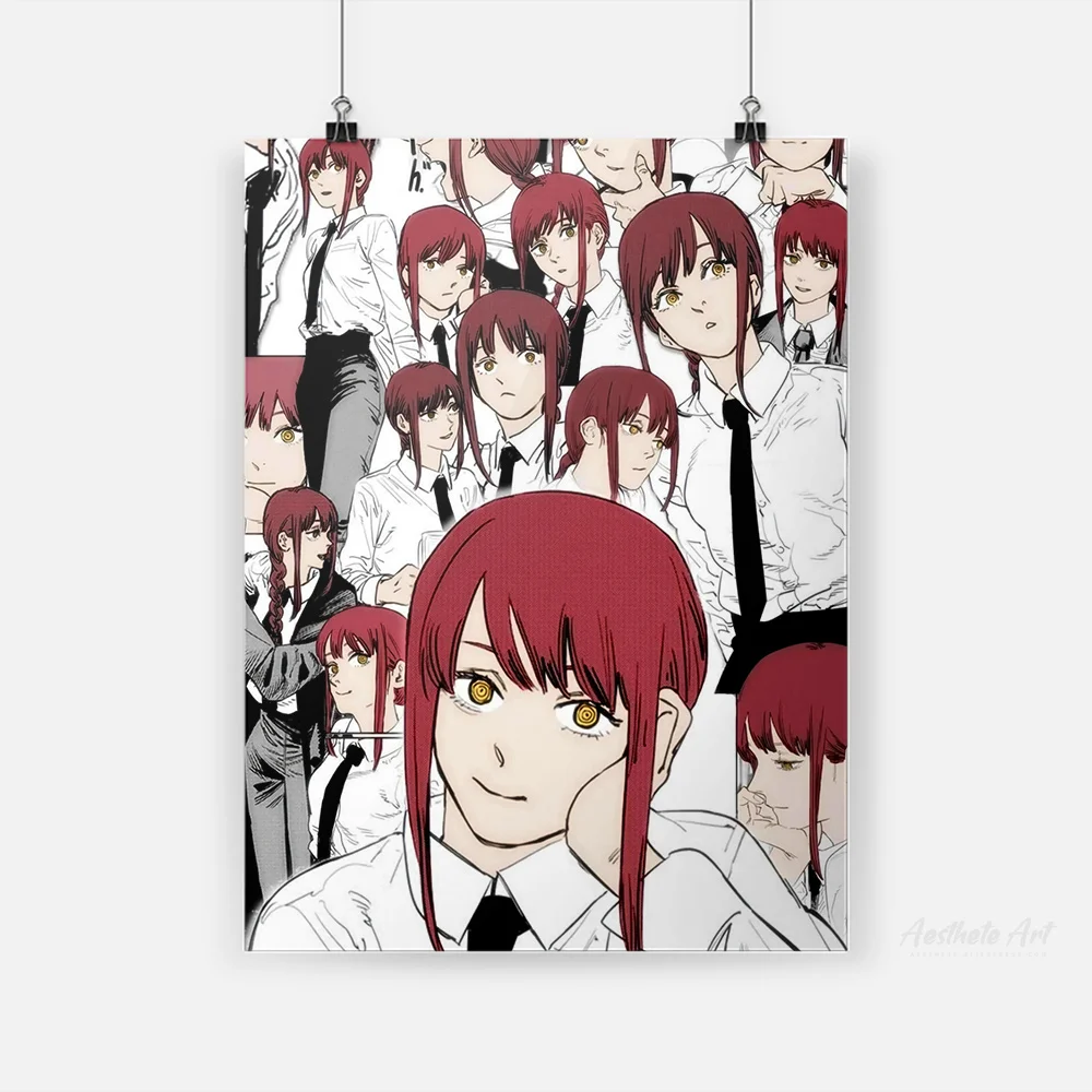 Motosserra Homem Scroll Pintura Da Lona Himeno Denji Makima Anime Poster da  Arte Da Parede Da