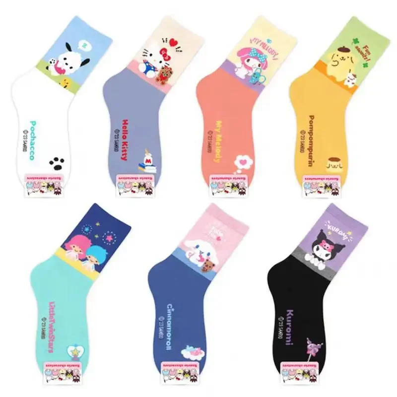 

Милые носки Sanrio Kuromi, студенческие носки, детские хлопковые спортивные носки в стиле коричного цвета, My Melody, плюшевые Y2K, Hello Kitty, вещи для девочек