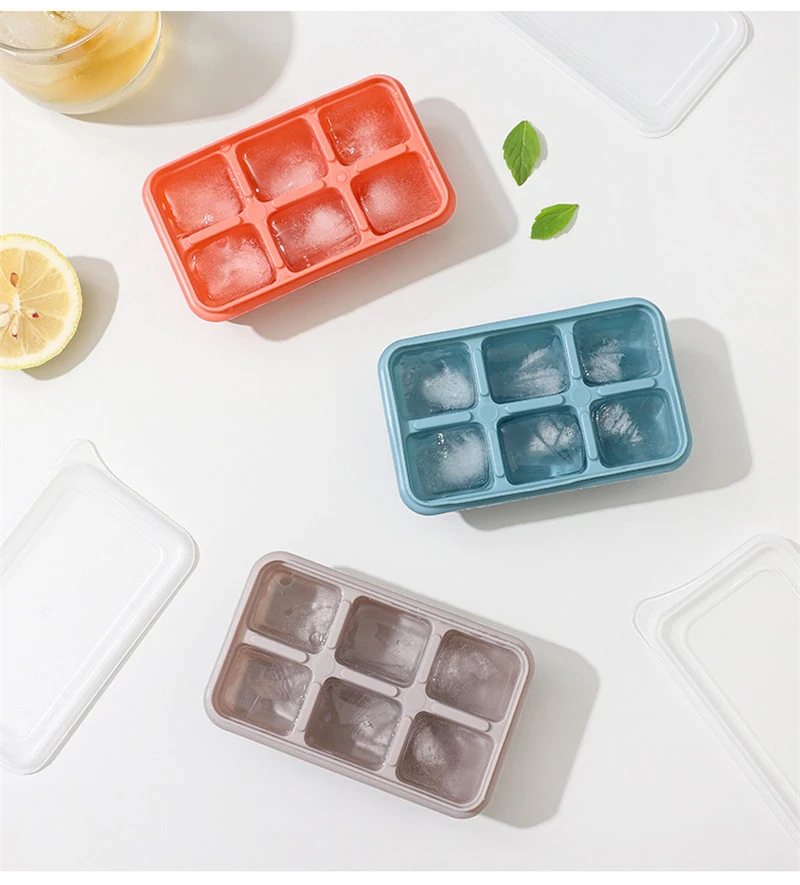 6 Grid Ice Lump Tray with Lid Cream Mold Magnum Ice Bucket Maker