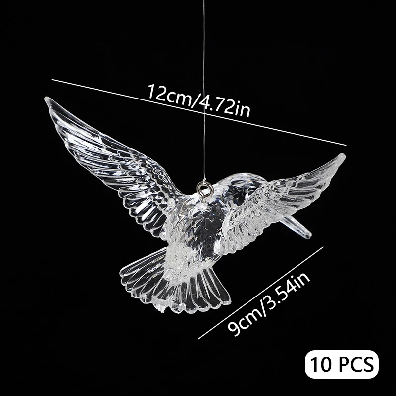 10Pcs Transparent Acrylic Hummingbird Pendant Ornaments Clear Mini Bird Animal Hanging Ornaments for Home Decoration Accessories 4