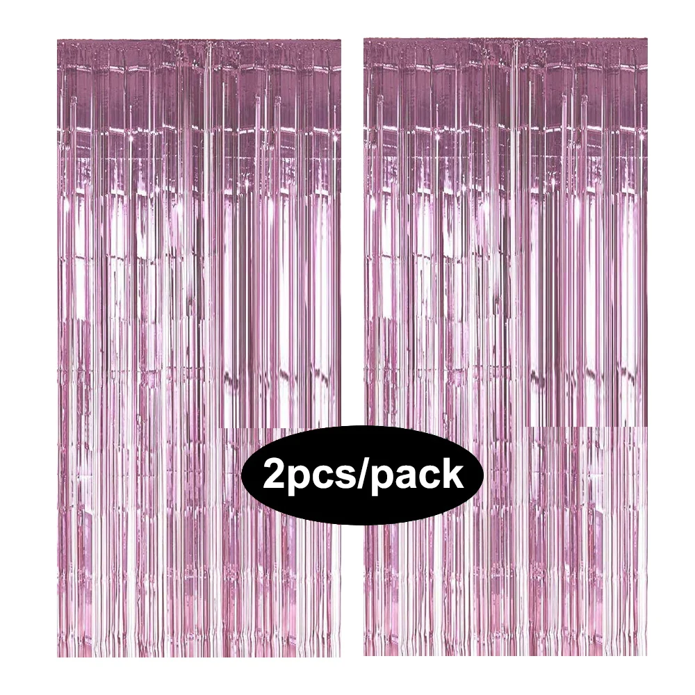 Glamorous Multi-Color Foil Fringe Curtain Set for Party Backdrop Decorations