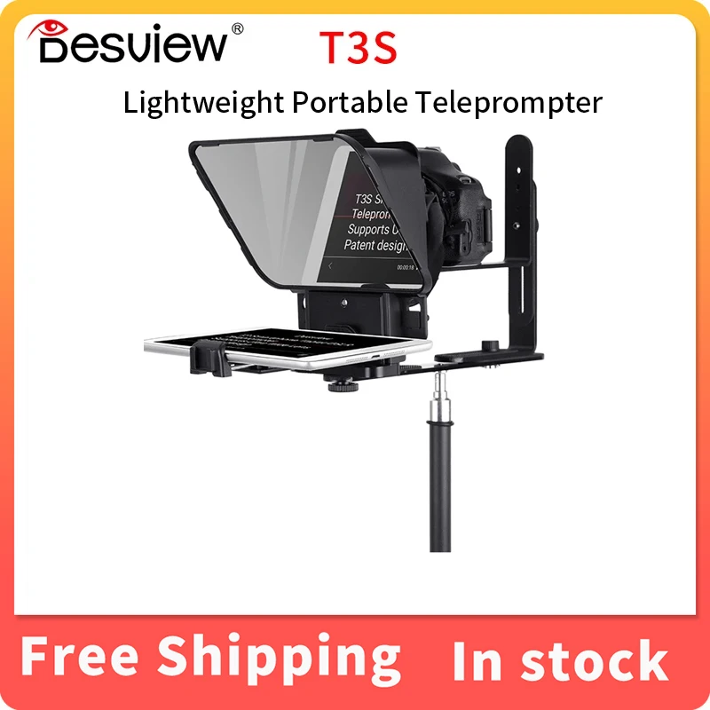

Desview T3S Lightweight Portable Teleprompter for Smartphone/Tablet Remote Control for Live Streaming Wide Use Multiple Devices