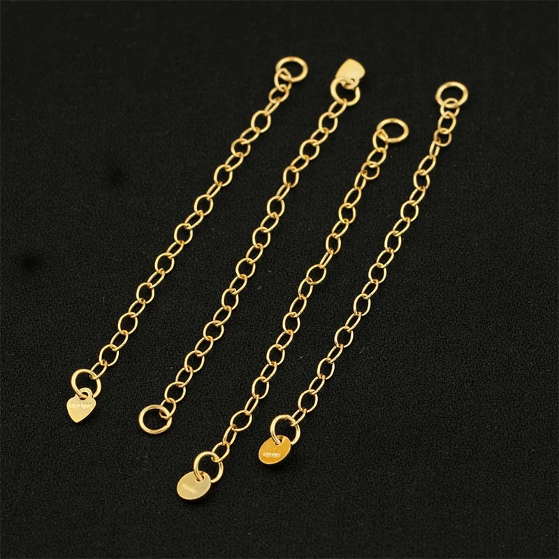14K Gold Filled Chain Extensions Gold Filled Cable Extender Chain For Bracelet w/ Heart Round Disc Charm Jewelry Making Supplies
