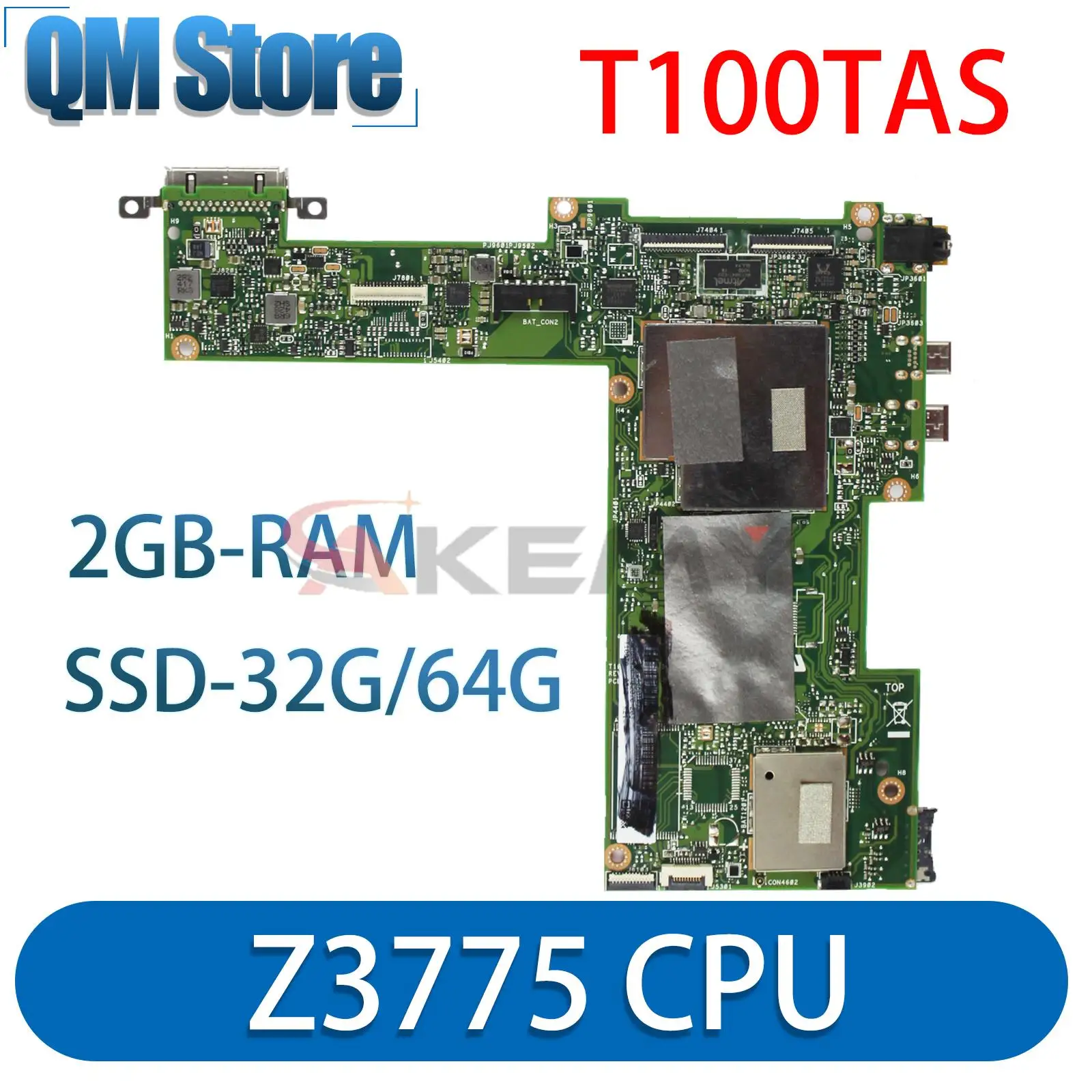 Motherboard Laptop para Asus T100tas Motherboard com Cpu Z3775 2gb de Ram Ssd 32g 64g Trabalho 100 Testado T100ta