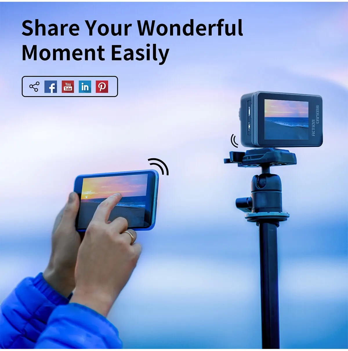 Action Camera CERASTES 5K 4K 60FPS EIS Interchangeable Lens 48MP Zoom Electronic Stabilizer WiFi for Vlog