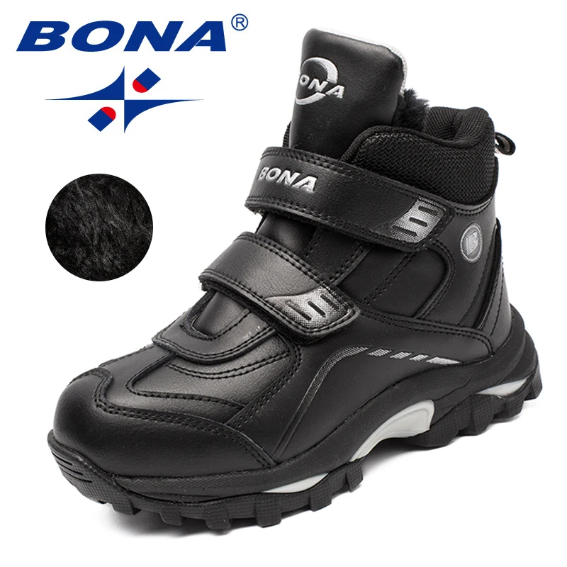 Kids Shoes BONA Ankle Boots Boys Children Motorcycle Hook and Loop Anti-slip Outdoor Hiking Boots Boy's Winter