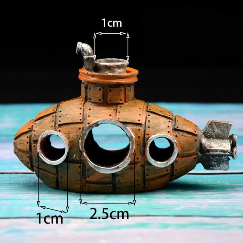 Submarine Resin Aquarium Ornament 6