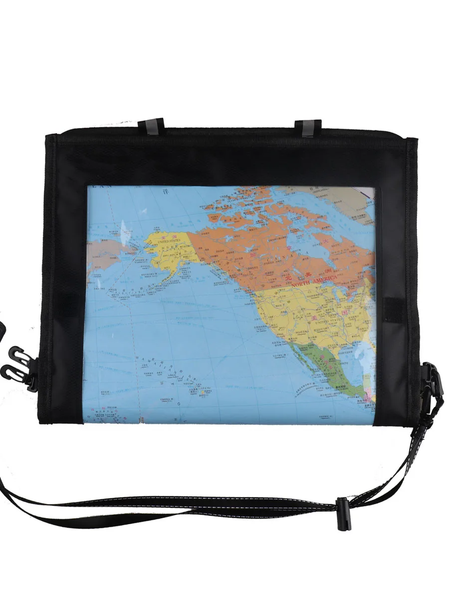 Kosibate Map Bag Waterproof PVC World Map Case Outdoor Cover for Travel Hiking with Clear Window & Lanyard