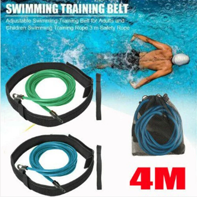 

2Piece Swimming Training Resistance Elastic Exerciser Rope 4M Adjustable Exercise Rope Latex Tube Swimming Training Rope
