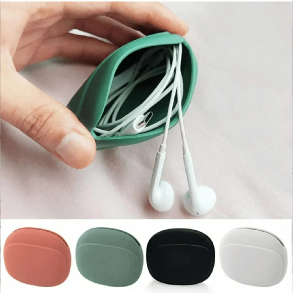 Silicone Cell Phone Cable Bag Data Cable Storage Box Travel Earphone Wire Key U Drive USB Rating Sauna