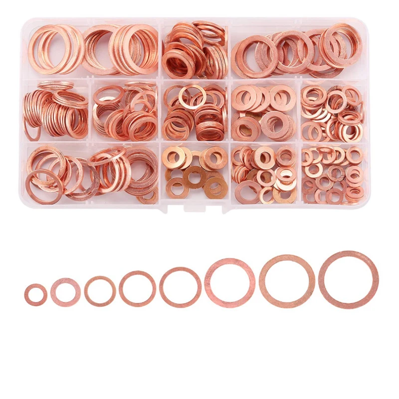 

Coppers Washer Gasket Nut and Bolt Set Flat Ring Seal Assortment Kit with Box M6/M8/M10/M12/M14/M16/M18/M20 for Sump Plugs