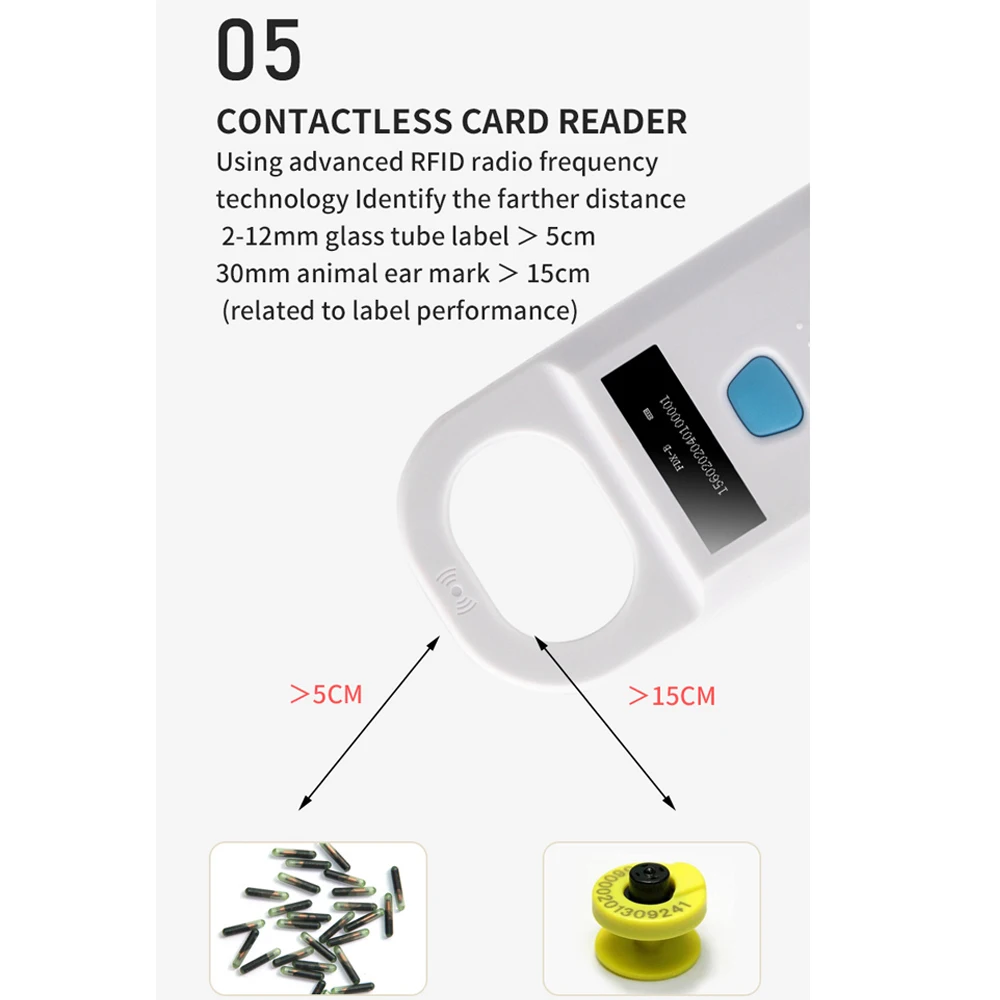 Animal RFID Reader 134.2KHz 125kHz USB/Bluetooth Pet Cat Dog Microchip Scanner F