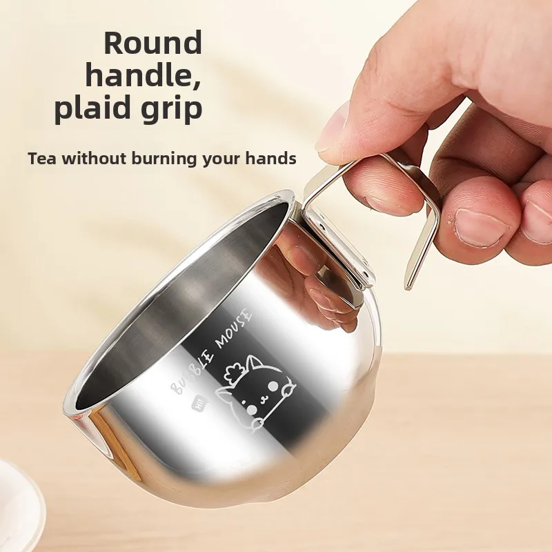 Double-layer Stainless Steel Baby Water Cup Children's Rice Mug with Handle Fall Resistant Anti Scalding Food Grade Drinking Cup