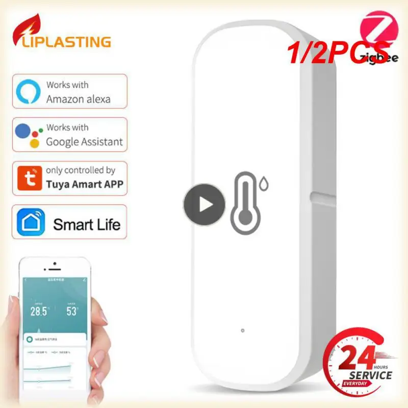 

1/2PCS Tuya /WiFi Temperature Humidity Sensor Home Connected Thermometer Compatible With Smart Life Alexa Assistant
