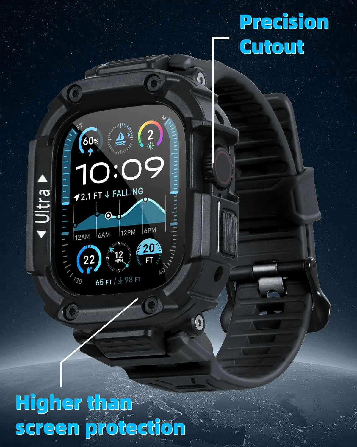 Eary for Apple Watch Case Band Ultra 2 1 49mm Screen Shockproof Bumper Military Grade Protective Cover Smart Watches Accessories