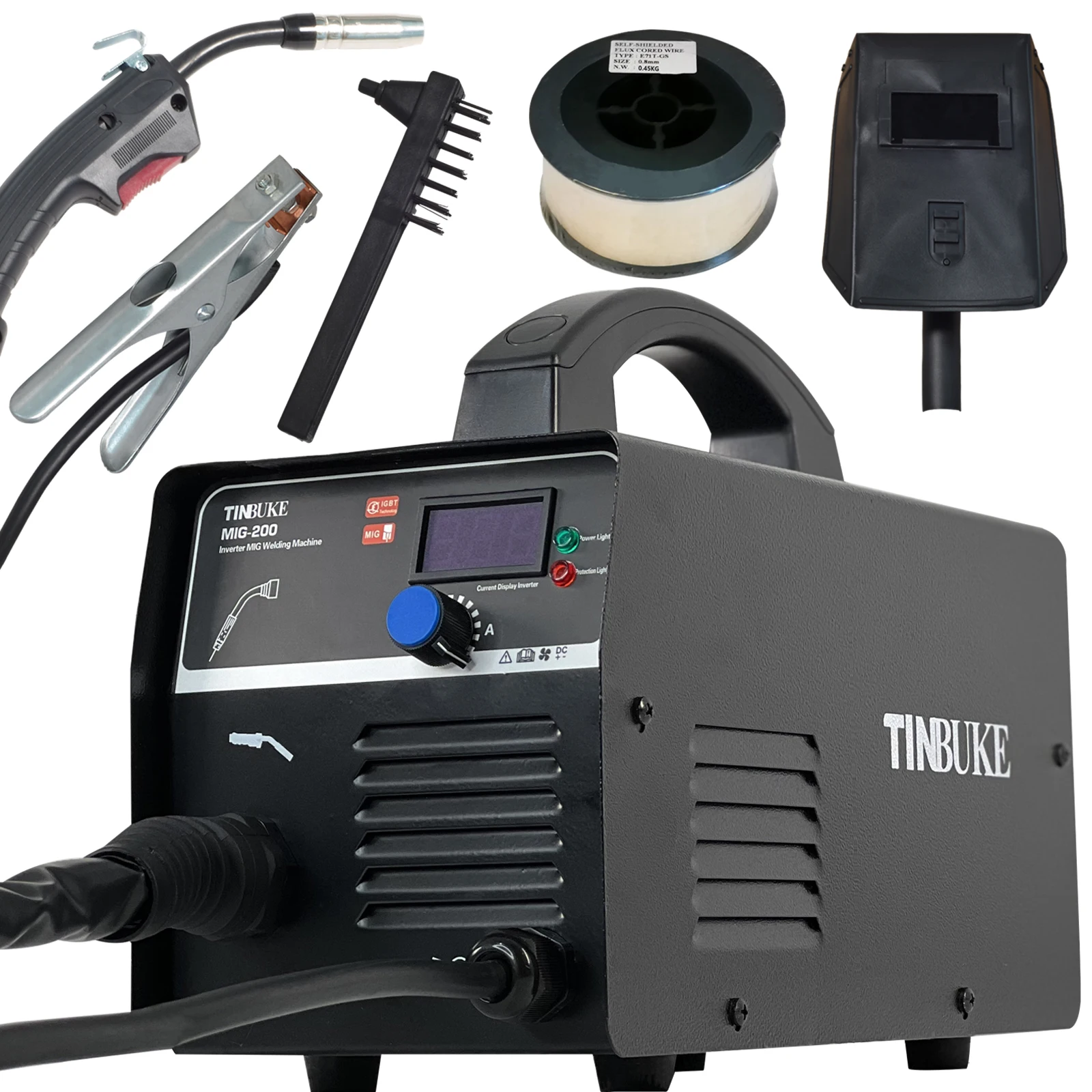 TINBUKE MIG Welding Machine 220V Inverter Magnetic Core Welding Wire MIG200 AC Current Mode Control With Accessory Tools 2022 spe hydrogen rich water generator absorb pem ionizer bottle with breath h2 gas self cleaning mode 380ml inhalation machine