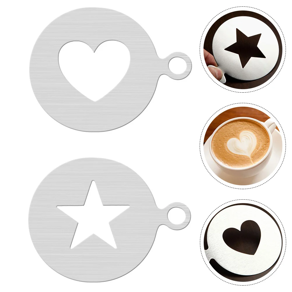 

2 Pcs Coffee Latte Mold Baking Stencils Restaurant Templates Stainless Steel Cappuccino
