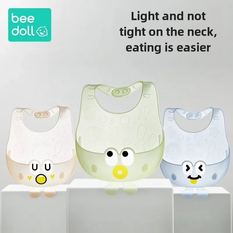 Baby eating bib silicone waterproof baby bib children's complementary food rice pocket saliva anti-dirty super soft pocket