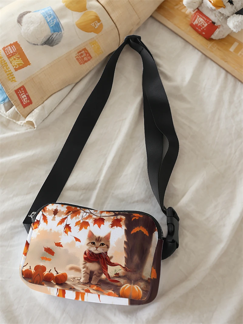 1pc,Maple Leaf Cat Fashion Adjustable Crossbody Bag, Neutral Sports Waist Bag, Suitable for Running