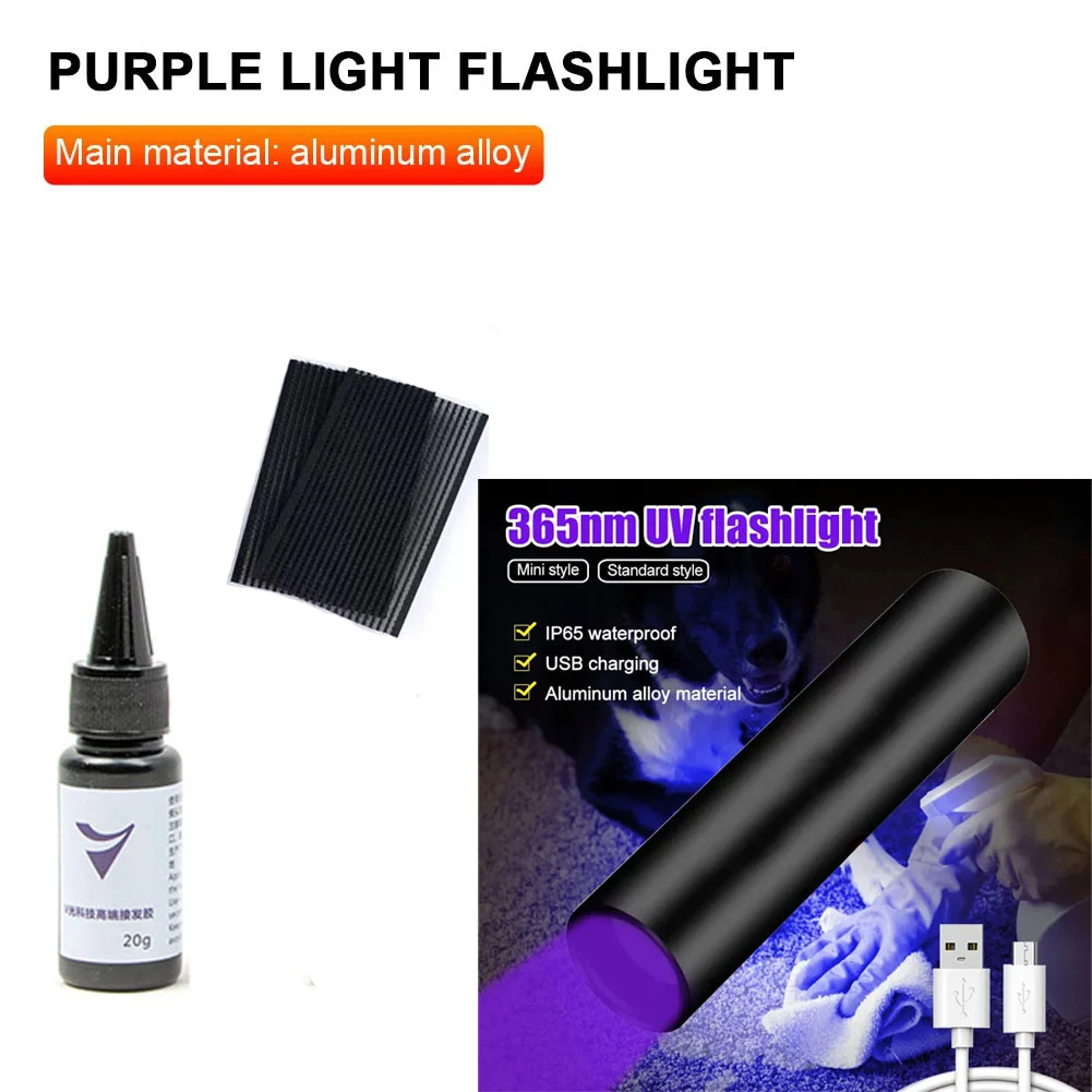 Mini UV light hair extensions glue kit UV light for nails hair extension machine V extension glue 20ml