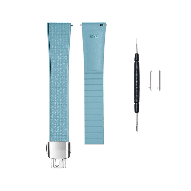 Fashionable Marseille Pattern Fluororubber Smartwatch Strap - Men's High-End Watch Accessory