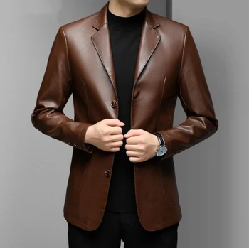 Brand Pu Leather Jacket Men Autumn Winter Casual Men's Jackets Solid Clothes Soft Motorcycle Outerwear Masculinas M-3XL