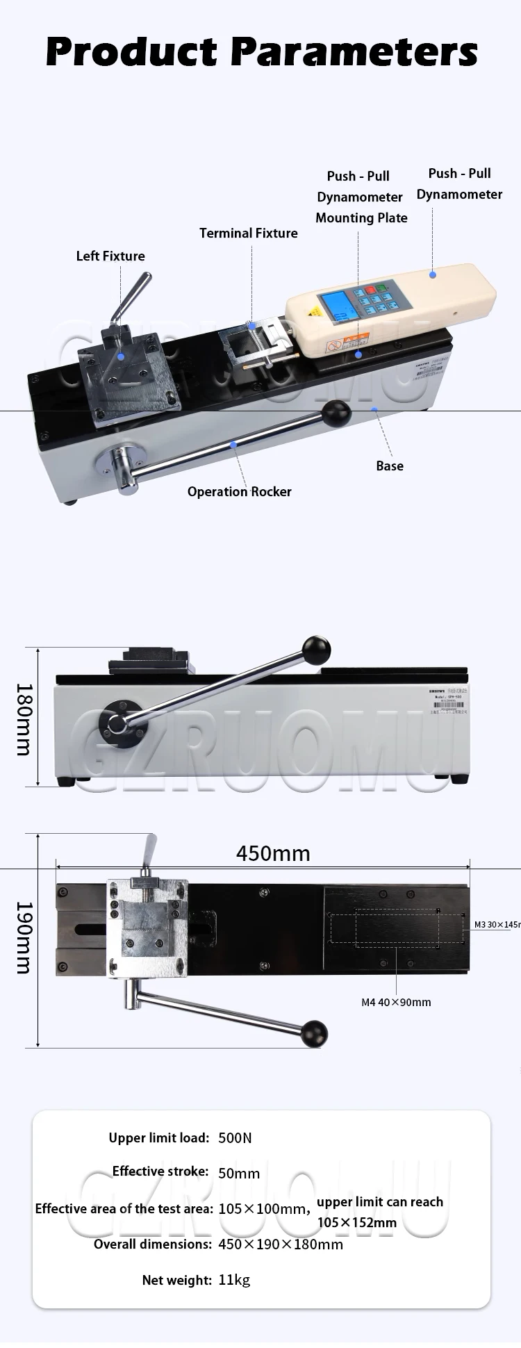 500N/1000N Digital Pull Force Tester High Precision Force Gauge Push Pull Gauge