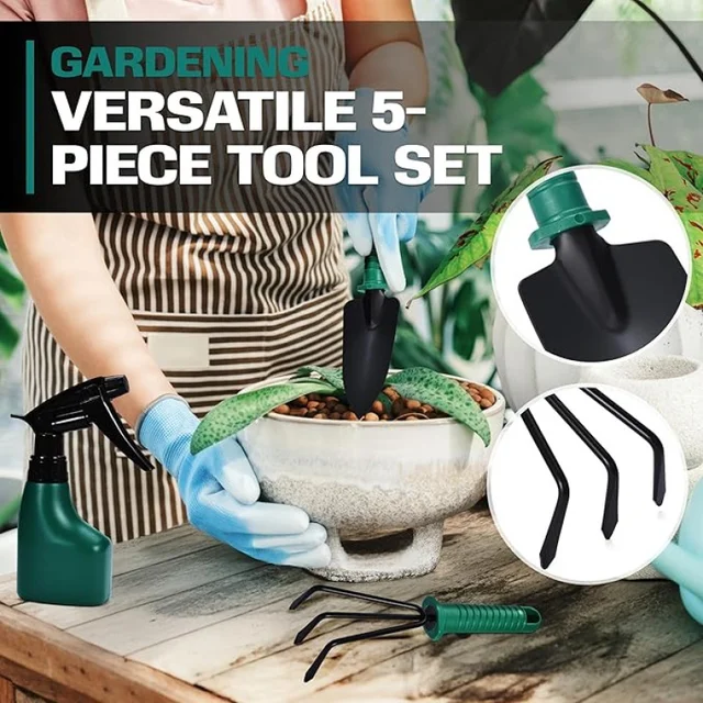 1Set Garden Tool Set Metal Plastic Non Electric with Suitcase 10pcs Pruning Rake Shovel Spatula Sprayer Non Slip Rubber Grip 4