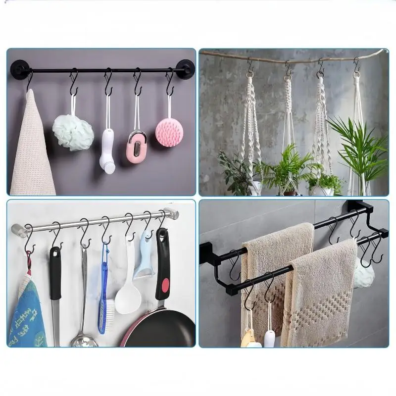 10/4/2 PCS Metal S-Shape Spring Hook Kitchen Pot Rack Room Bags Clothes Towels Closet Rod S Hanger Hooks With Buckle Garden Hang
