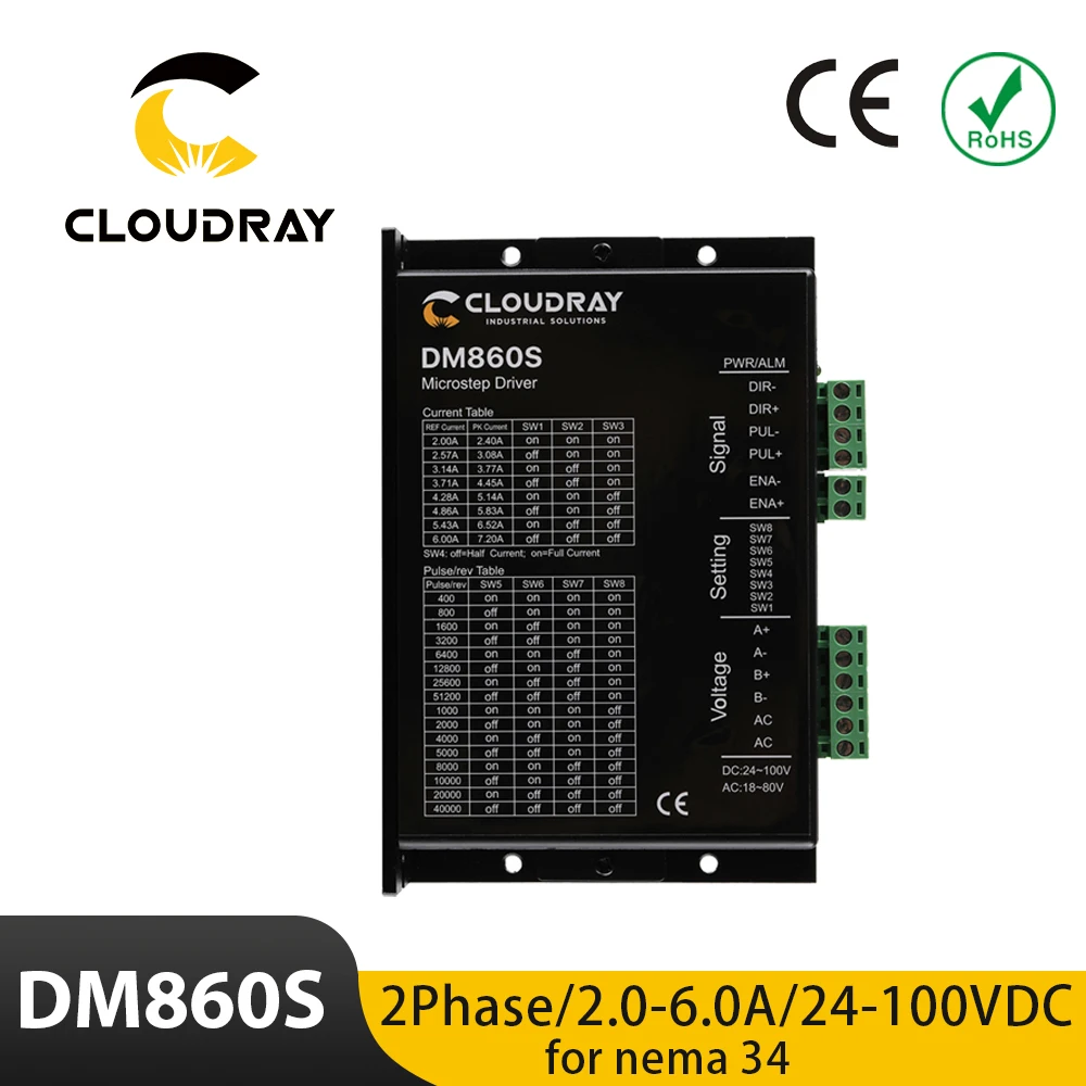

Драйвер шагового двигателя DM860S, 24-100VDC 18-80VAC для Nema 34, контроллер шагового двигателя, гравировальный станок с ЧПУ