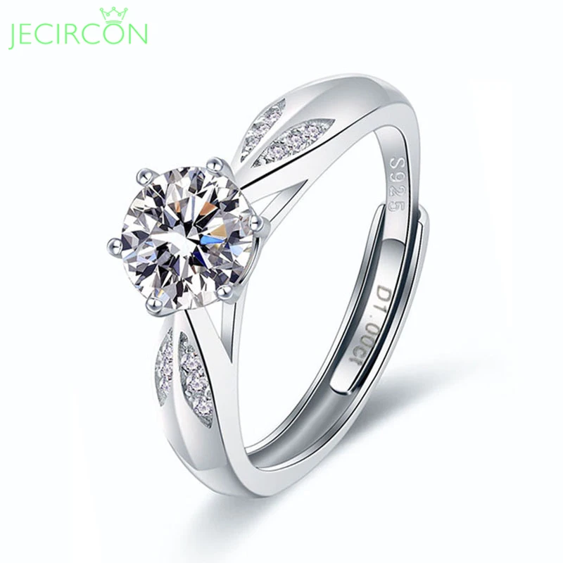 

JECIRCON 1 Carat Moissanite 8 Hearts 8 Arrows Swallowtail 6 Claw Ring for Women 925 Sterling Silver Simulation Diamond Jewelry