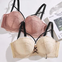 Soutien-gorge push-up demi-coupe pour femme, avec nœud froncé, grande taille, en dentelle, style bustier, pour poitrine généreuse, avec détails en dentelle discrète 1