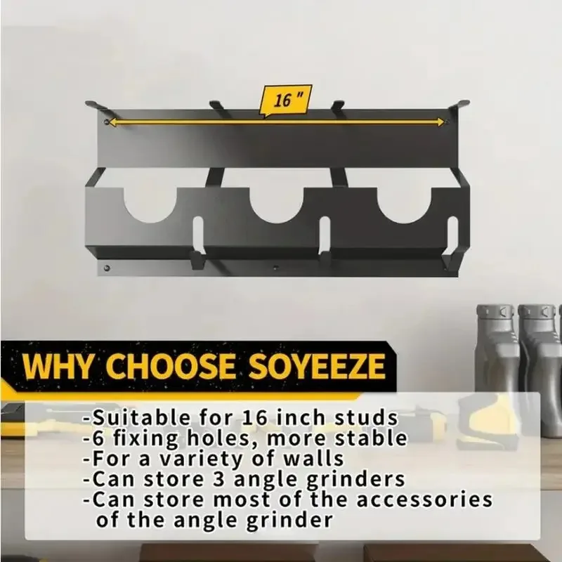 앵글 그라인더 벽 스토리지 마운트 금속 벽걸이 형 선반 고정 폴리 셔 홀더 워크샵 홈 차고를위한 안정적인 스토리지