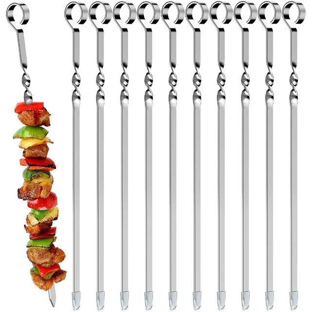 Nyársok A Grillezéshez Újrahasznosítható Grill Rozsdamentes Acél Nyársa