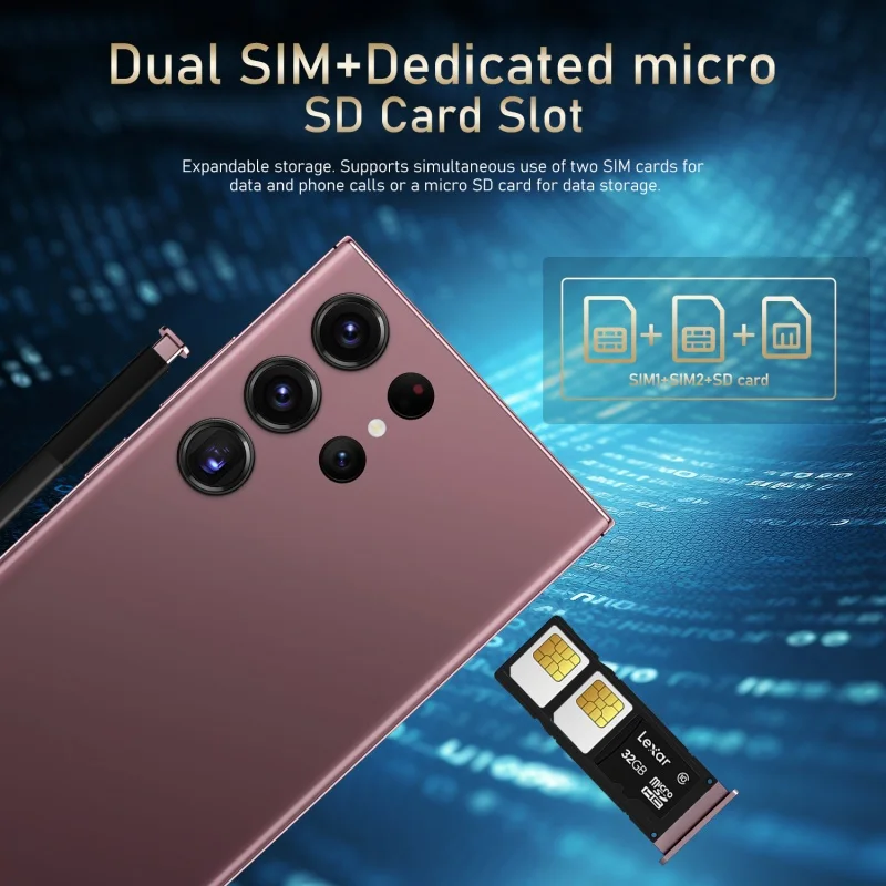 S24 Ultra Mobile Phones 7.3 HD Screen SmartPhone Original 22GB+2TB 4G 5G Dual Sim Celulares Android Unlocked 8000mAh Cell Phone for smart mobile phones