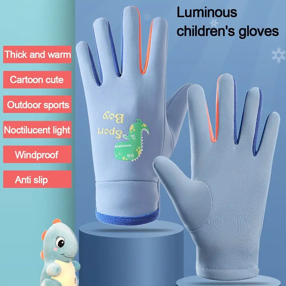 

Nightlight Full Finger Gloves New Cartoon Waterproof Snowboard Mittens Windproof Winter Warm Children Ski Gloves Boy Girl