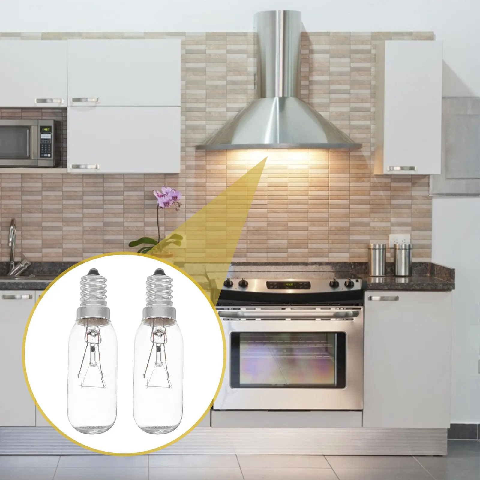 2Pcs 가전제품 교체 전구 E14 고휘도 레인지 후드 전구 스토브 재봉틀 쿠커 후드 램프
