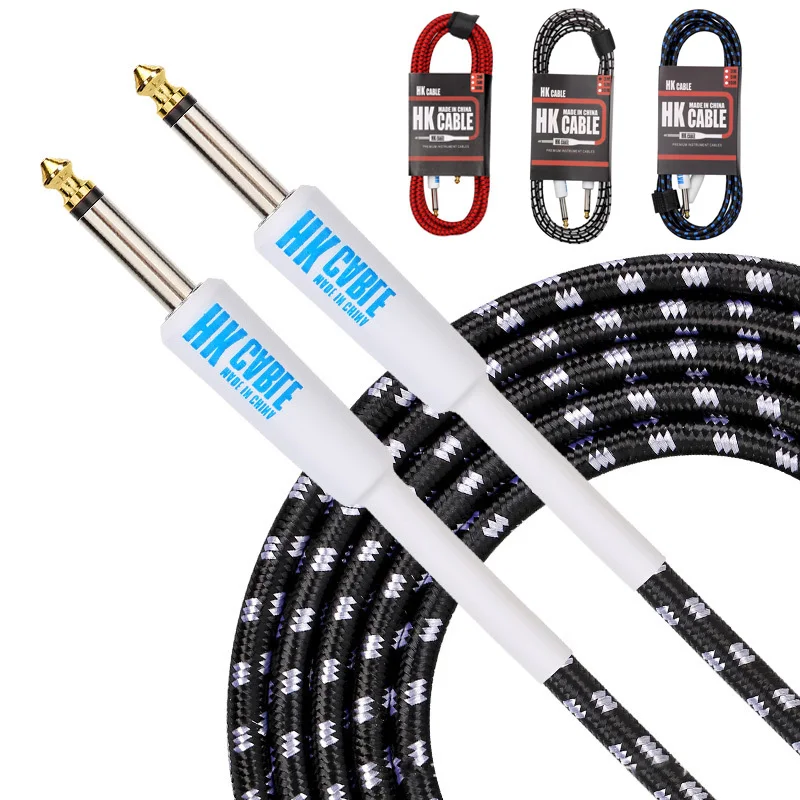 Guitar Audio Cables 3 Metre 5 Metre 6.35mm Male to Male Anti-Noise Colorful Braided Line Pedal Guitar Bass Universal