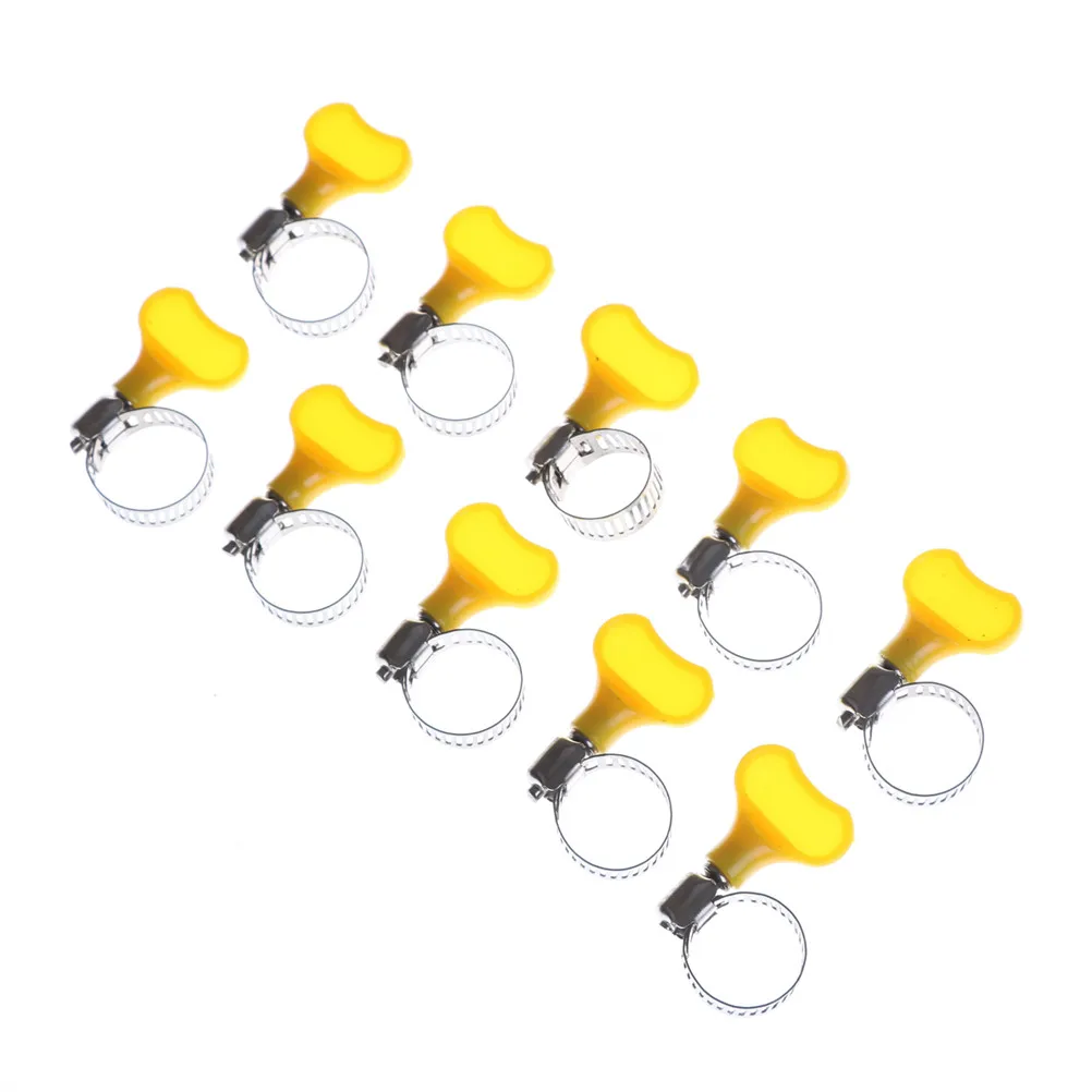 American Type Hose Clamps 10pcs with handle Stainless steel hose Hoop Pipe Clips