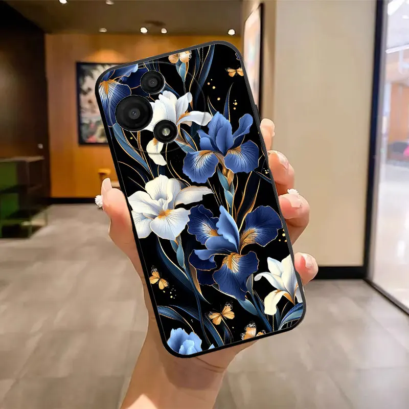 Luxury Silicone Soft Phone Case with Butterfly Marble Print Pattern