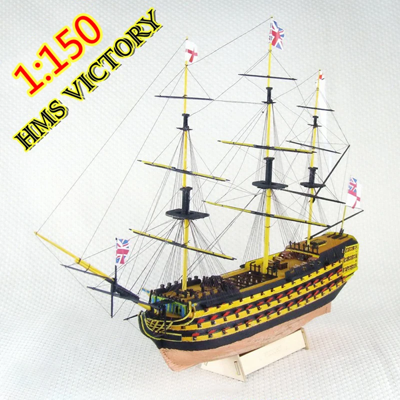 Maßstab: 1:150 DIY Handgefertigtes Montage-Schiffsmodell 21 Zoll Holz-Segelschiff 3D Victory-Schiff Bootmodell Geschenk – Detail 3